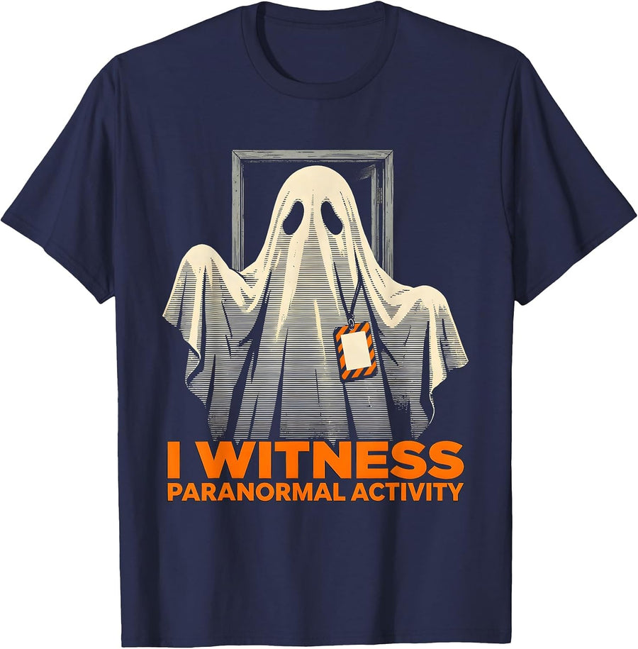 I Witness Para Normal Activity Funny Paraprofessional Ghost T-Shirt - Navy Blue