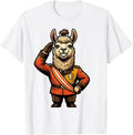 Men's Oversized-Head Llama Retro Advertising Mascot Novelty T-Shirt - White