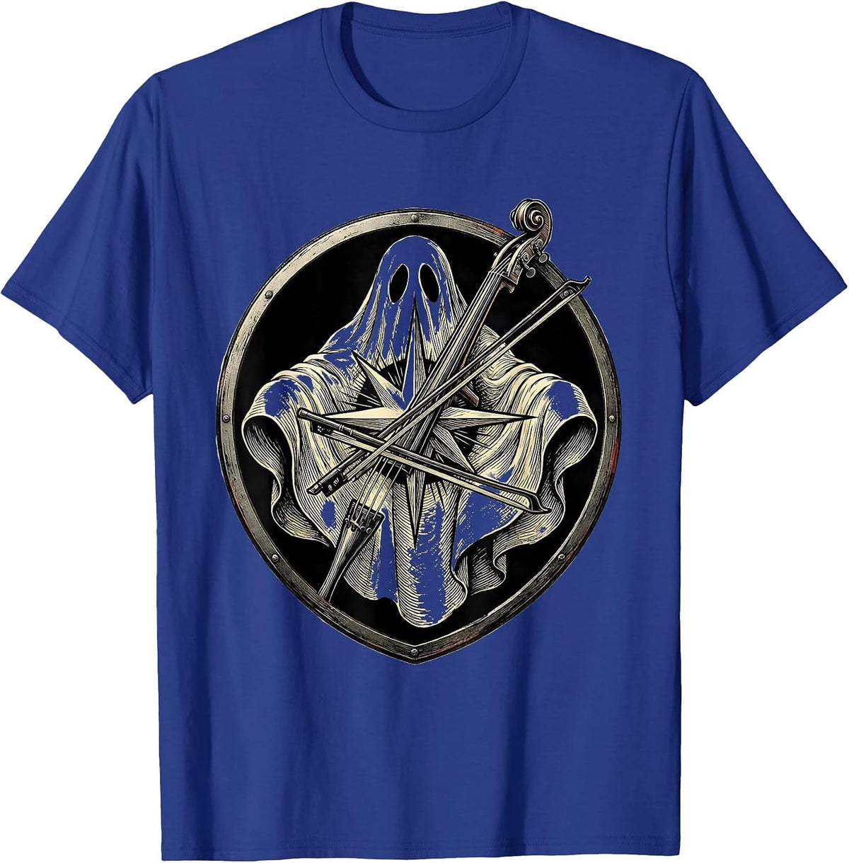 Men's Ghost Musician Teacher Halloween Orchestra Band Humor T-Shirt - Royal Blue