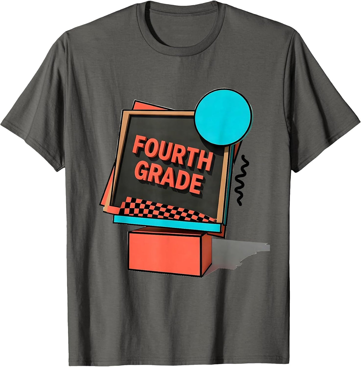 Men's Fourth Grade Memphis Postmodern Back To School Teacher Girl T-Shirt - Asphalt Grey