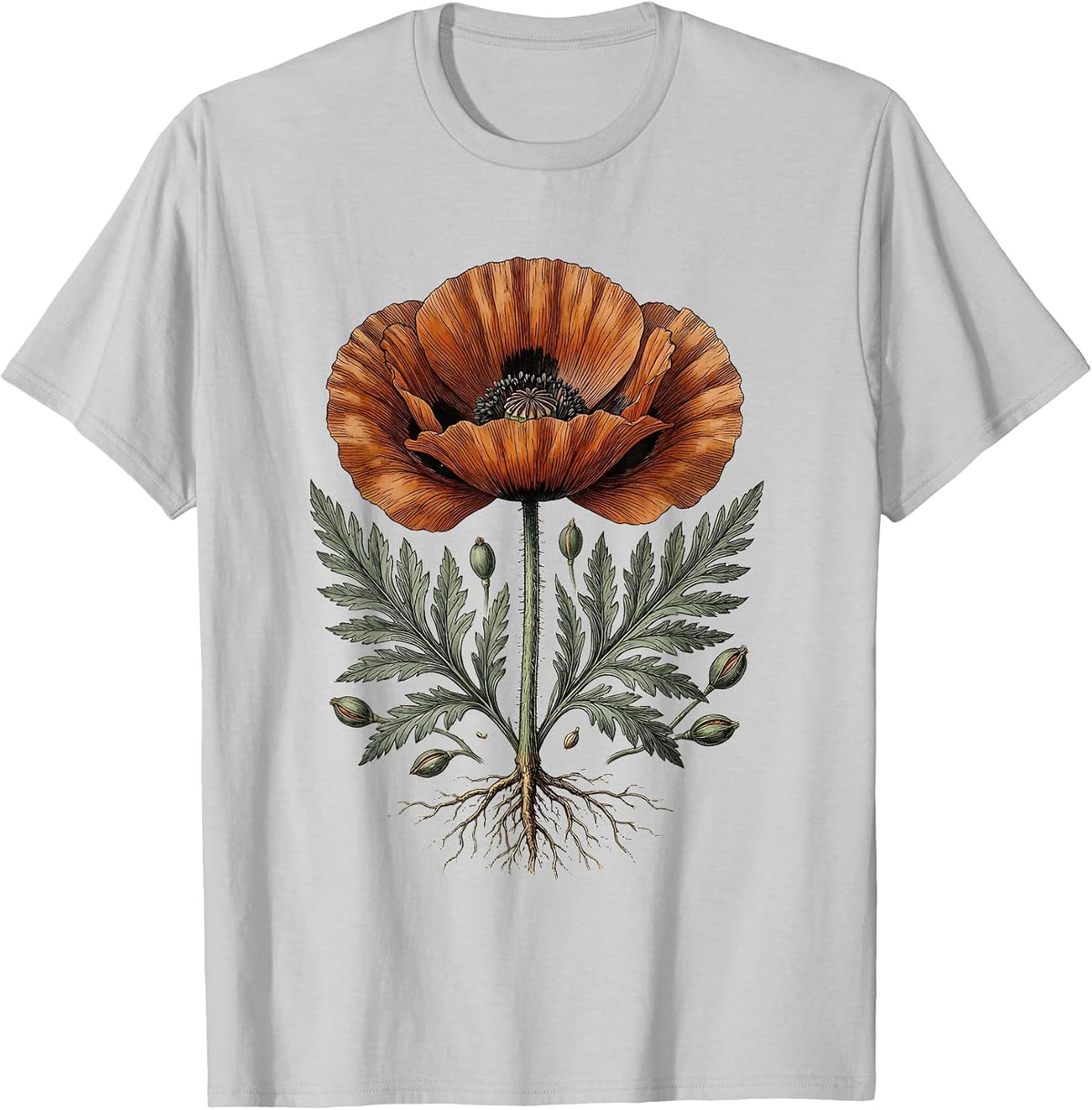 Men's Bohemian Van Life Mountain Sunset Illustration T-Shirt - Silver Grey