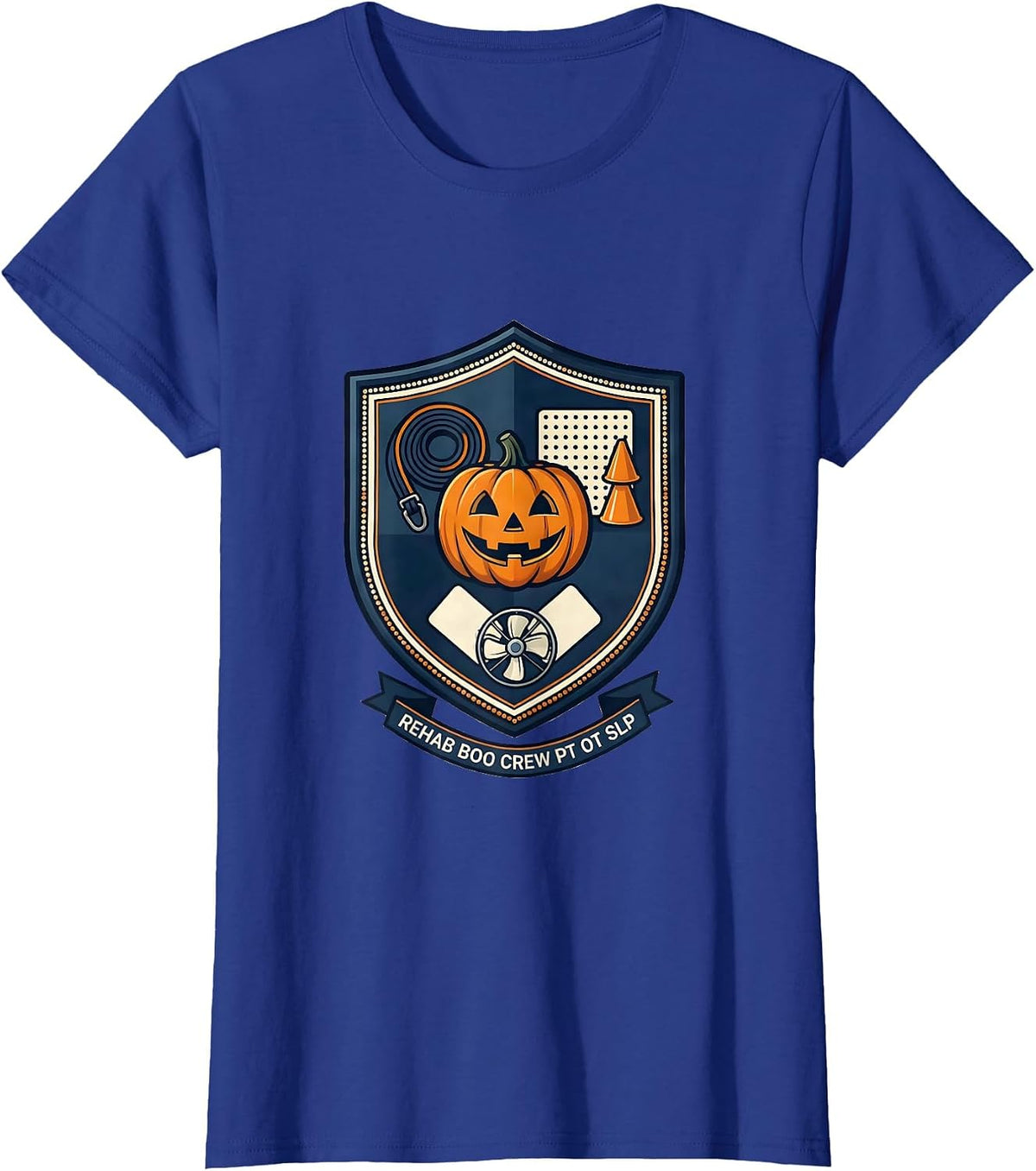 Women's Rehab Boo Crew PT OT SLP Funny Halloween Rehab Therapist T-Shirt - Royal Blue