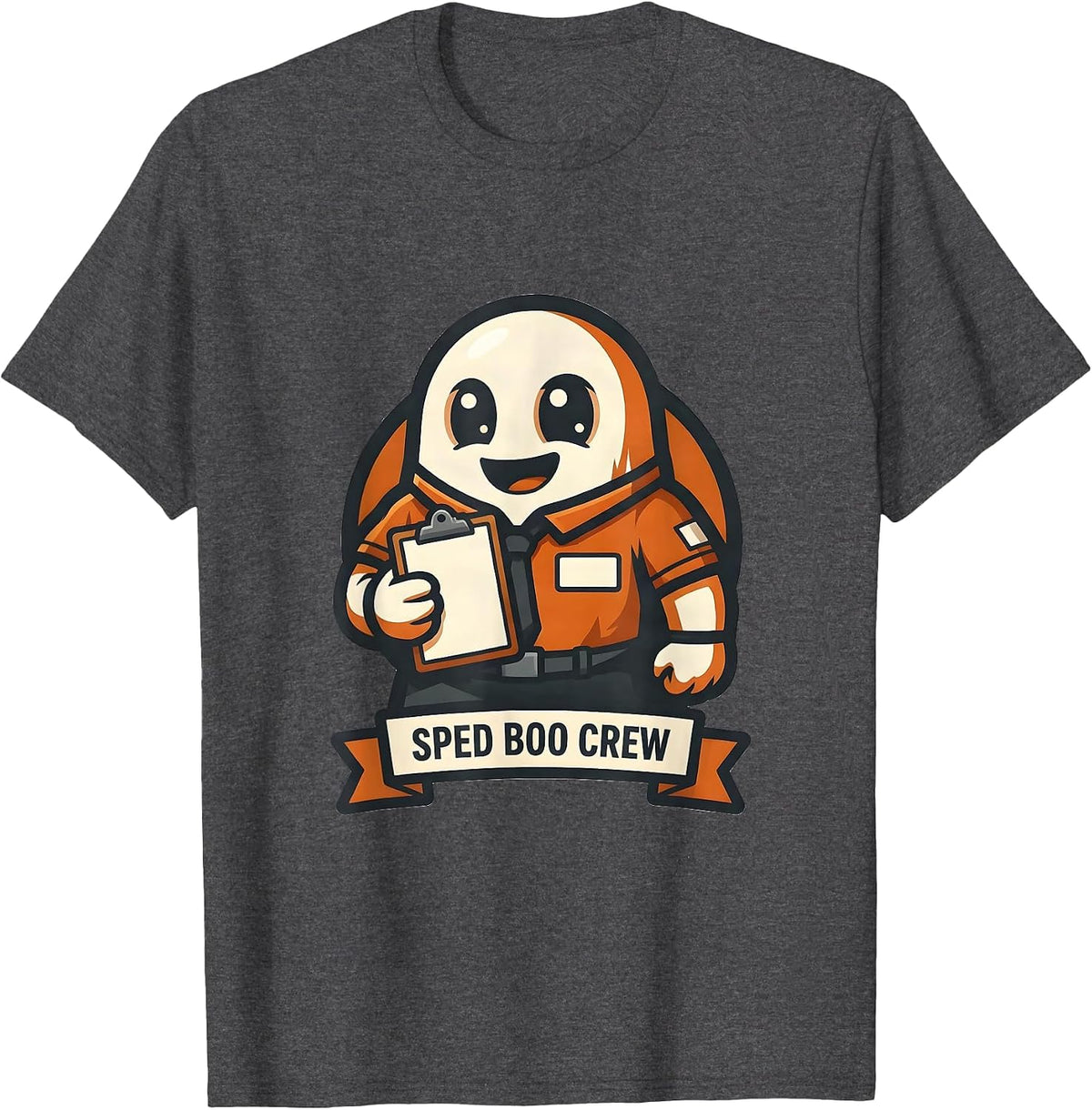 SPED Boo Crew Para Normal Activities Paraprofessional Ghost T-Shirt - Dark Heather Grey