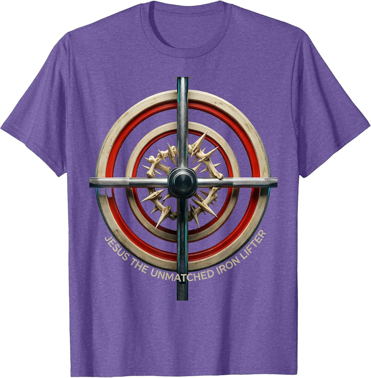 Men's Jesus The Unmatched Iron Lifter Funny Christian Gym T-Shirt - Purple Heather