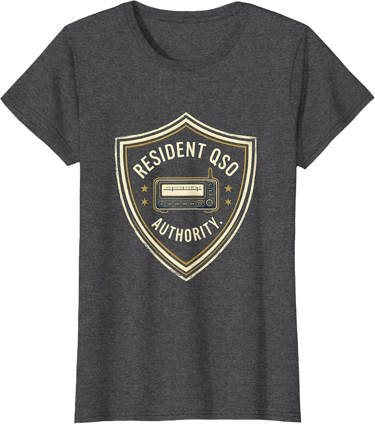 Women's Resident QSO Authority Funny Ham Radio Operator Hobbyist T-Shirt - Dark Heather Grey