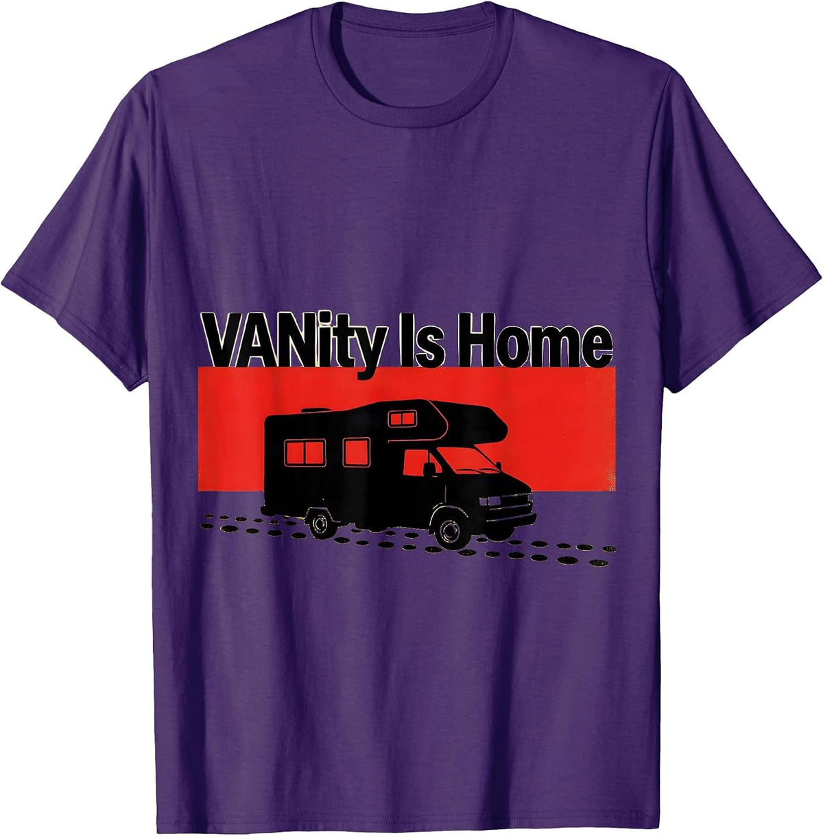 VANity Is Home Stencil Van Life Nomad Road-Trip Humor T-Shirt - Purple