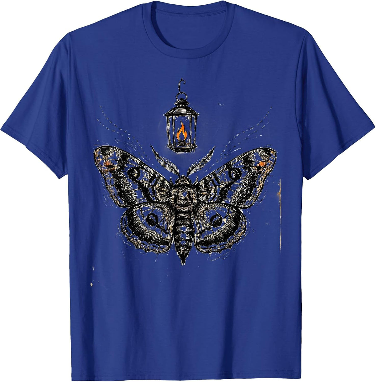 Men's Moth and Lantern Mental Health Awareness Design T-Shirt - Royal Blue