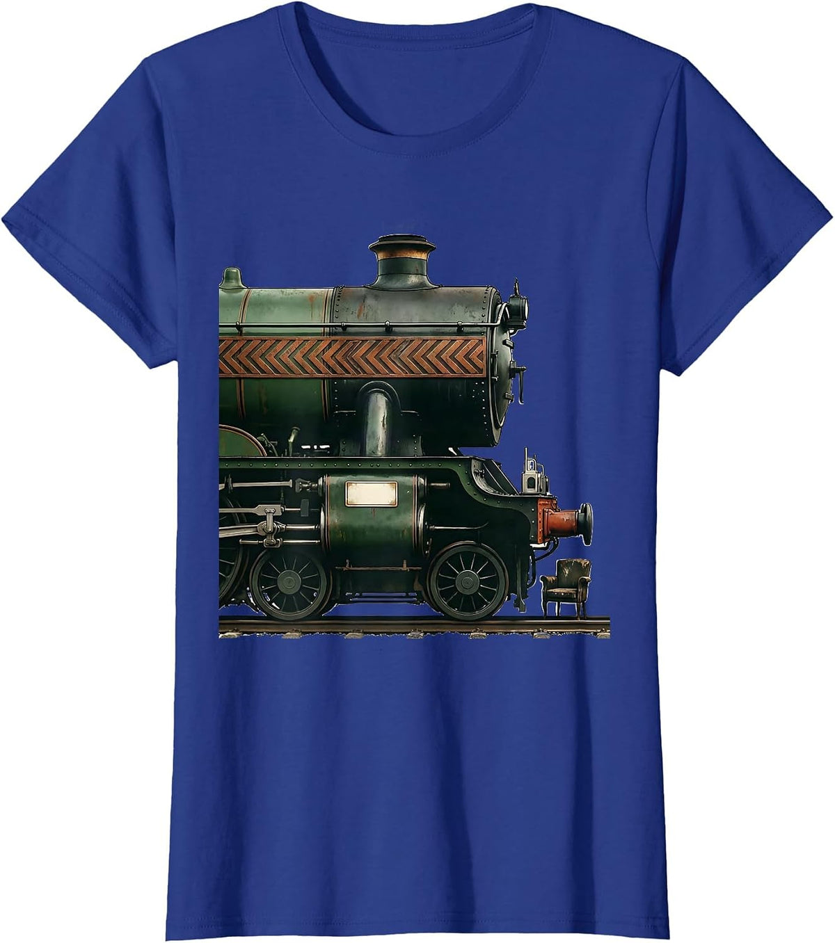 Women's Steam Locomotive Vintage Train Enthusiast Gift T-Shirt - Royal Blue