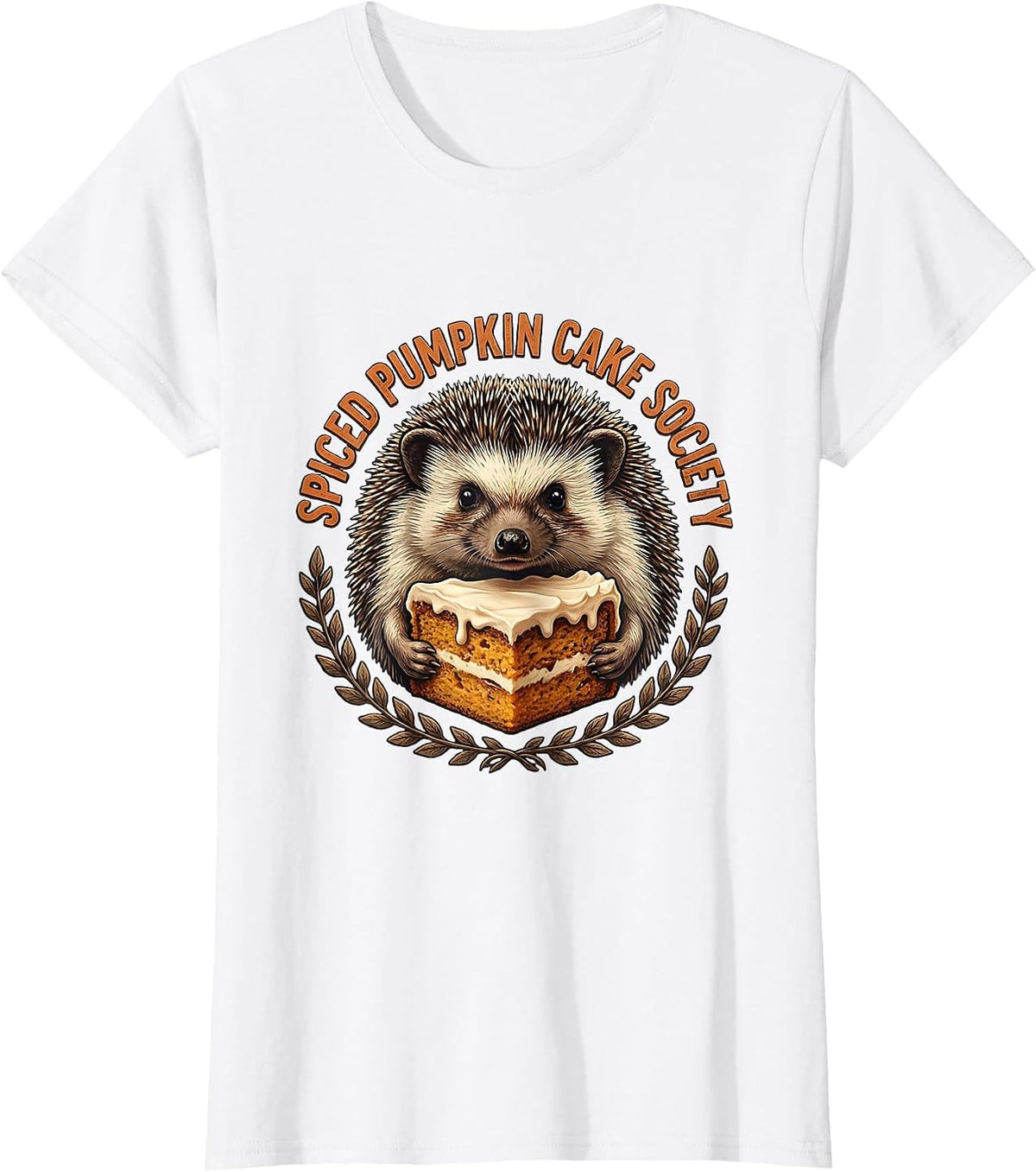 Spiced Pumpkin Cake Society Vintage Hedgehog Cozy Fall T-Shirt - White