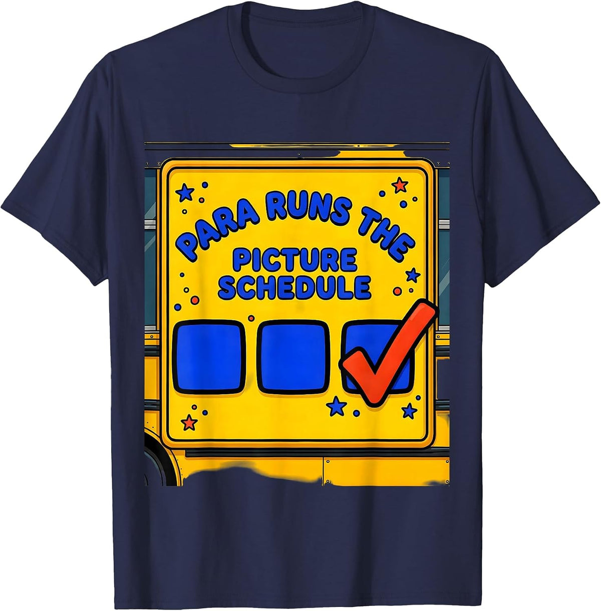 Men's PARA Runs The Picture Schedule Funny Paraprofessional T-Shirt - Navy Blue