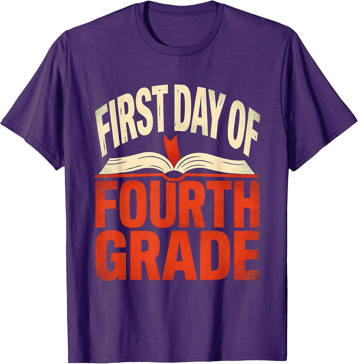 First Day Of Fourth Grade Retro Groovy Teacher Student Back T-Shirt - Purple