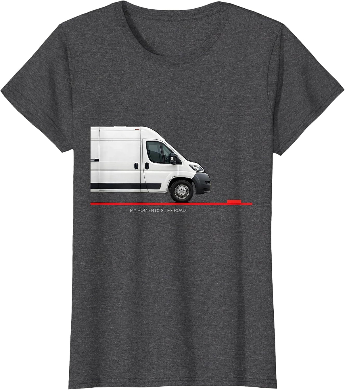 Women's My Home Rides The Road Retro Vintage Van Life Road Trip T-Shirt - Dark Heather Grey