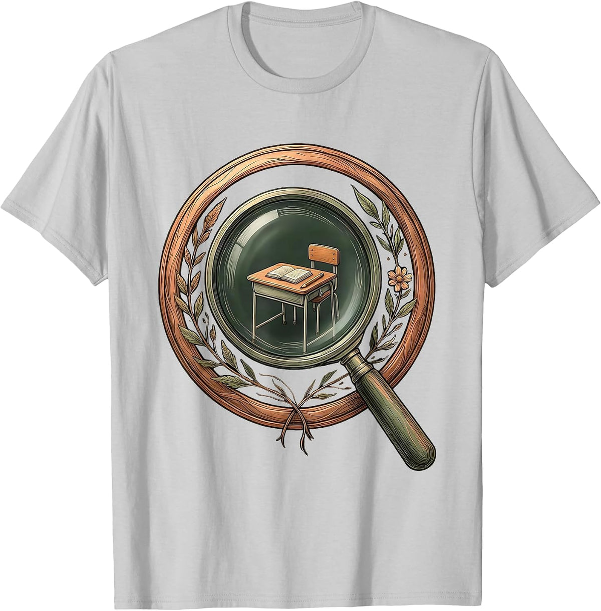 Men's 5th Grade Teacher Magnifying Glass Classroom Gift T-Shirt - Silver Grey