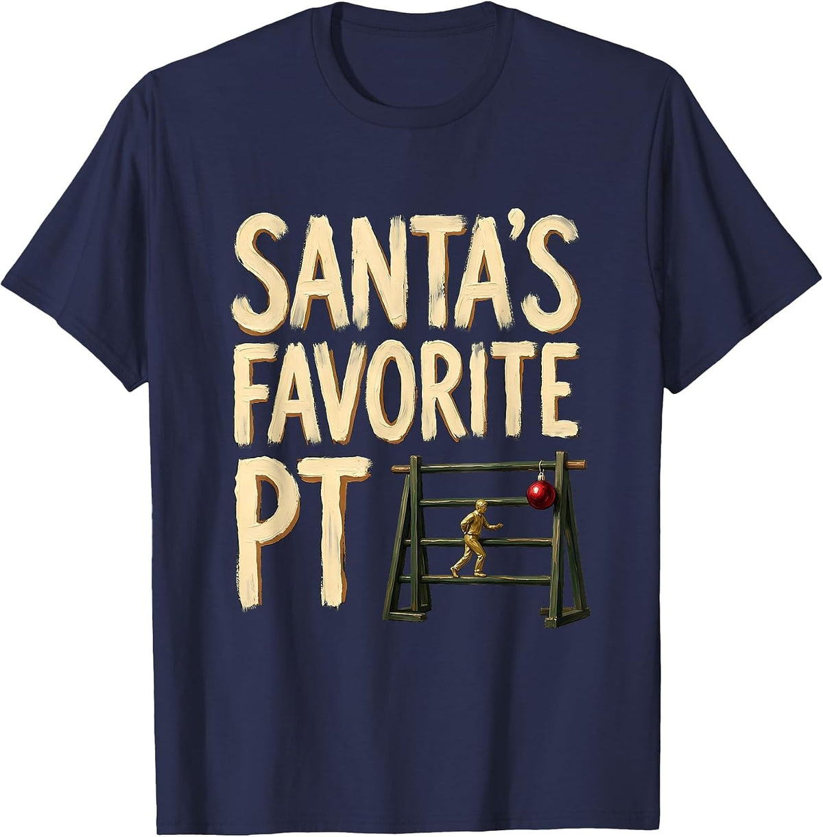 Men's Santa's Favorite PT Funny Physical Therapy Christmas Humor T-Shirt - Navy Blue