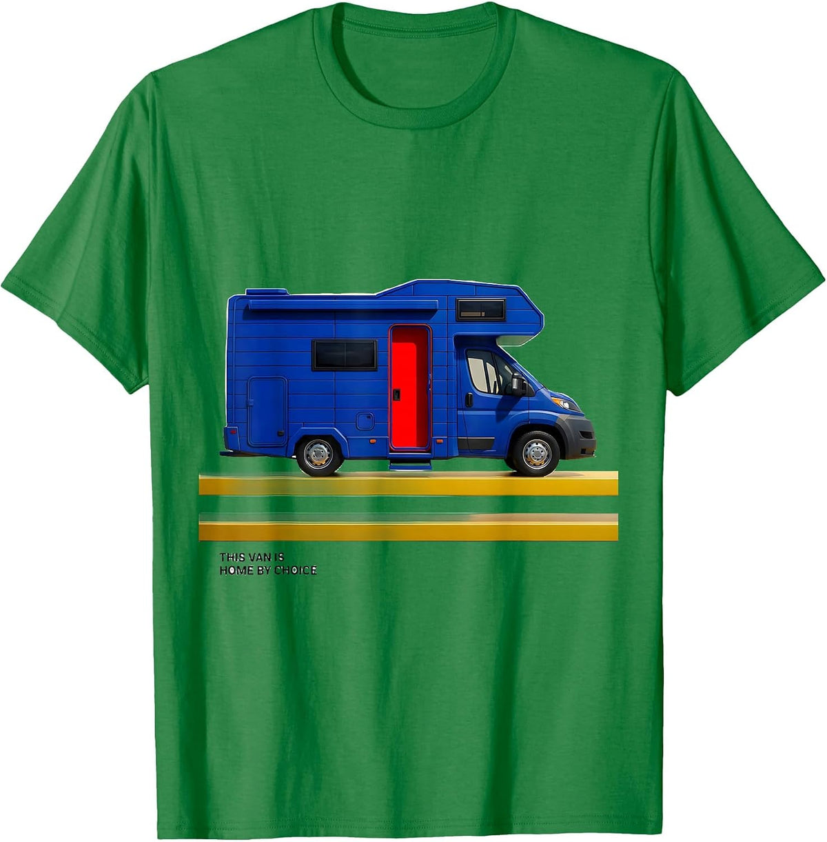 Men's This Van Is Home By Choice Geometric Van Life Nomad Retro T-Shirt - Kelly Green