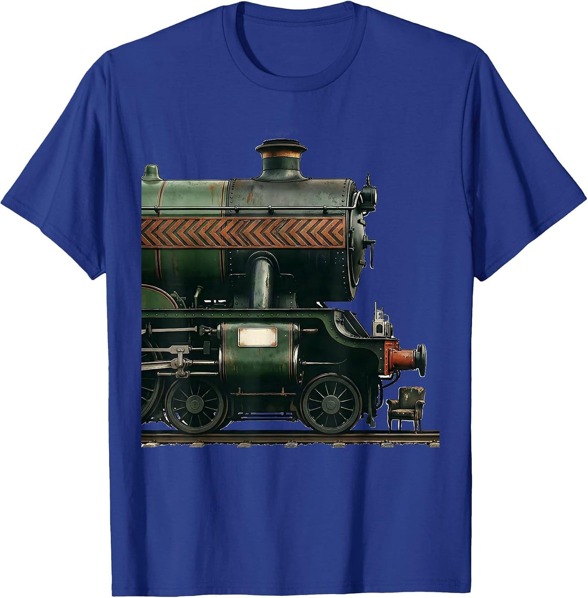 Men's Steam Locomotive Vintage Train Enthusiast Gift T-Shirt - Royal Blue