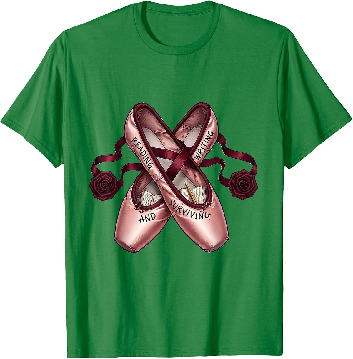 Men's Reading Writing and Surviving 4th Grade Teacher T-Shirt - Kelly Green