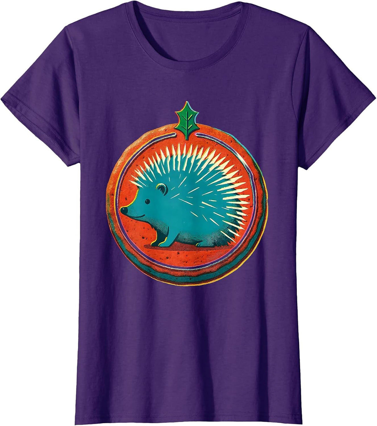 Women's Sealed Hedgehog Gingerbread Cute Animal Lover Christmas T-Shirt - Purple