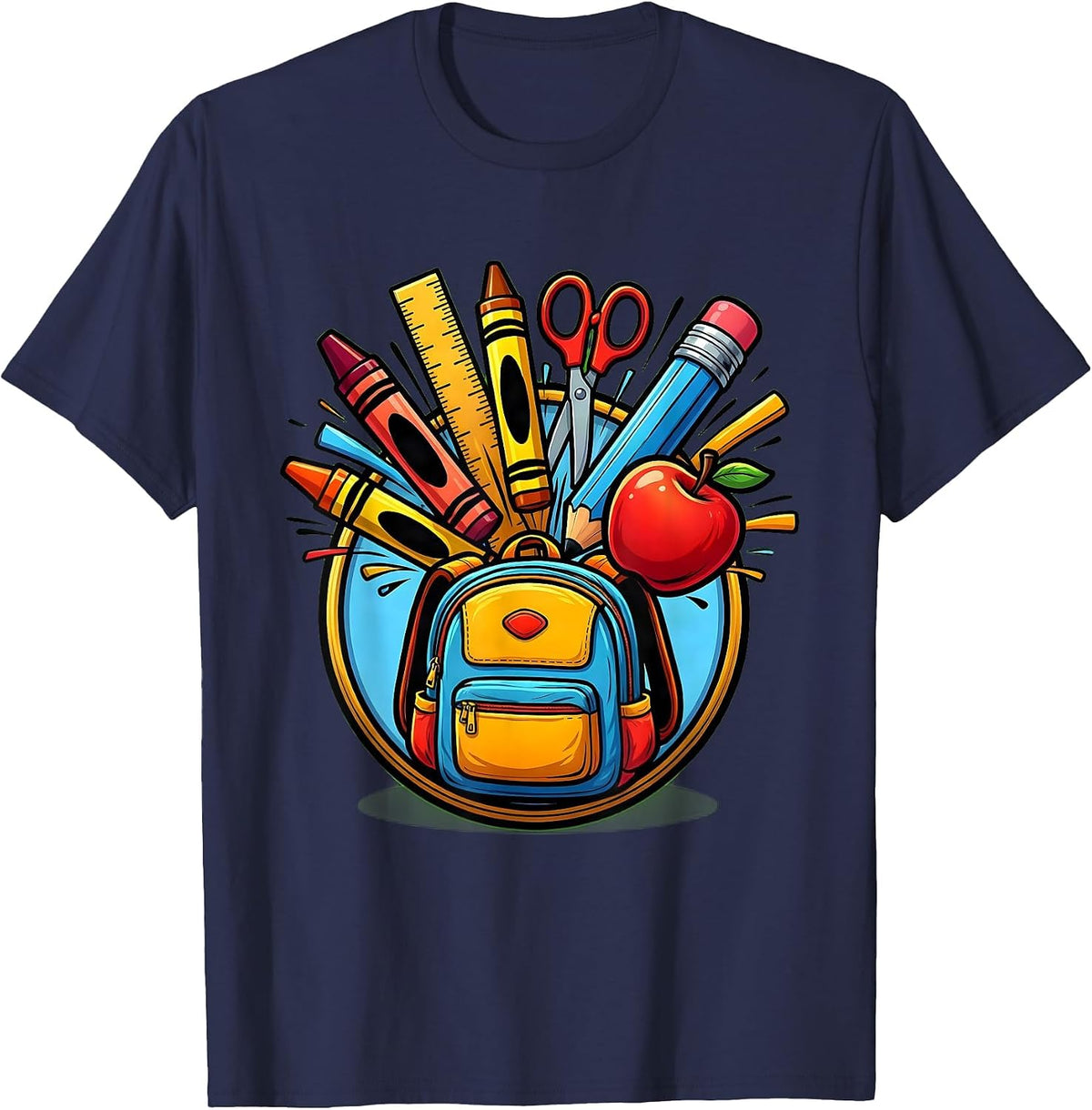 Men's Paraprofessional Overflowing Backpack Graphic T-Shirt - Navy Blue