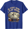 In Jesus Name I Play Drums Vintage Christian Drummer Worship T-Shirt - Royal Blue