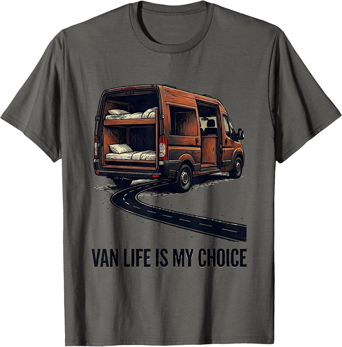 Van Life Is My Choice Retro Van Dwellers Nomads Pride T-Shirt - Asphalt Grey