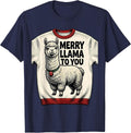 Merry Llama To You Funny Christmas Llama Lover Gift T-Shirt - Navy Blue