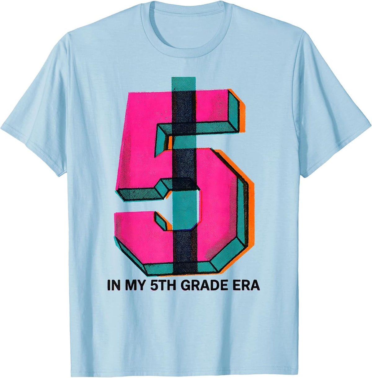 Men's In My 5th Grade Era Risograph Back To School Teacher Student T-Shirt - Baby Blue