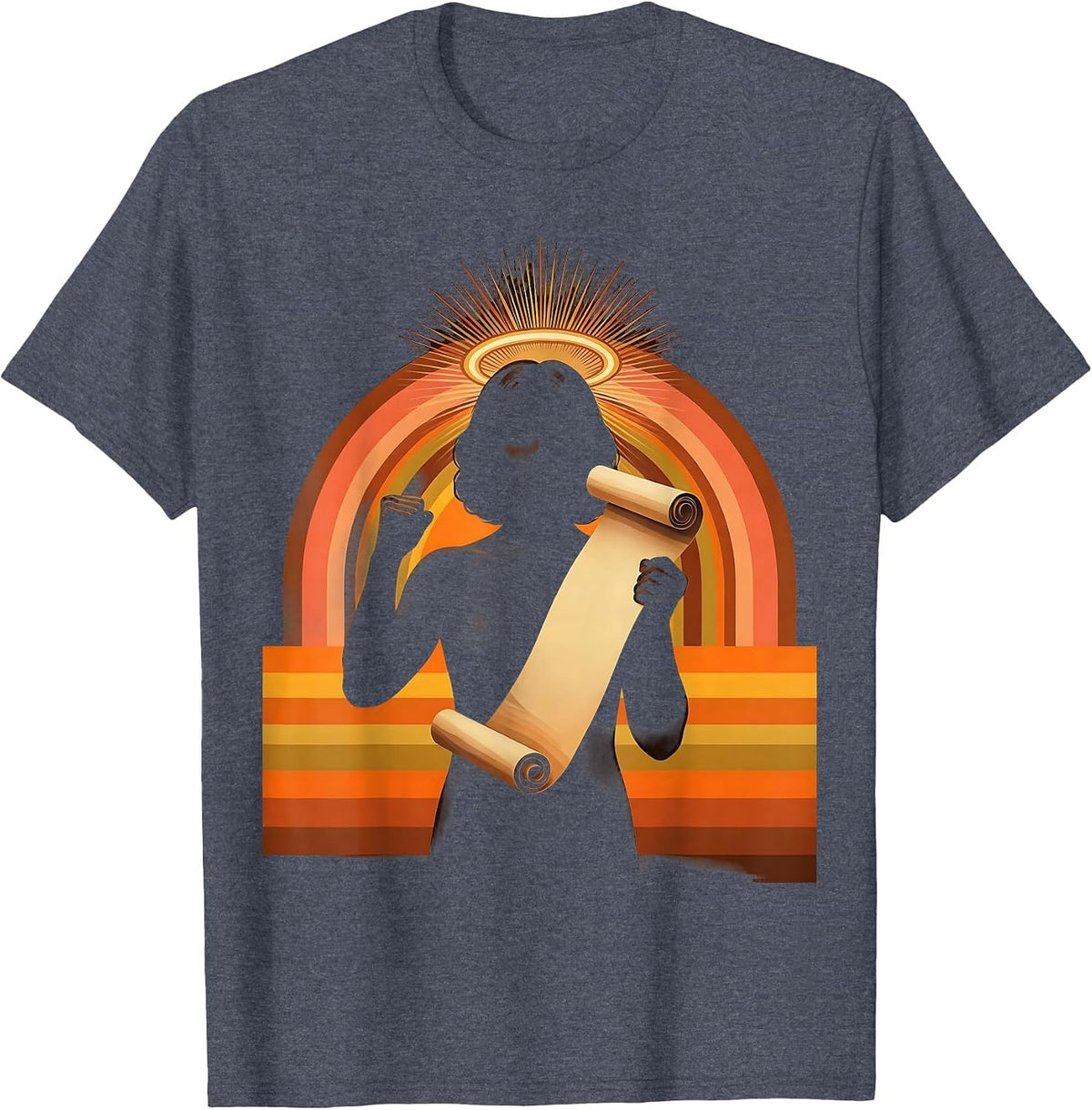 Substitute Teacher Rolled Seating Chart Graphic T-Shirt - Heather Blue
