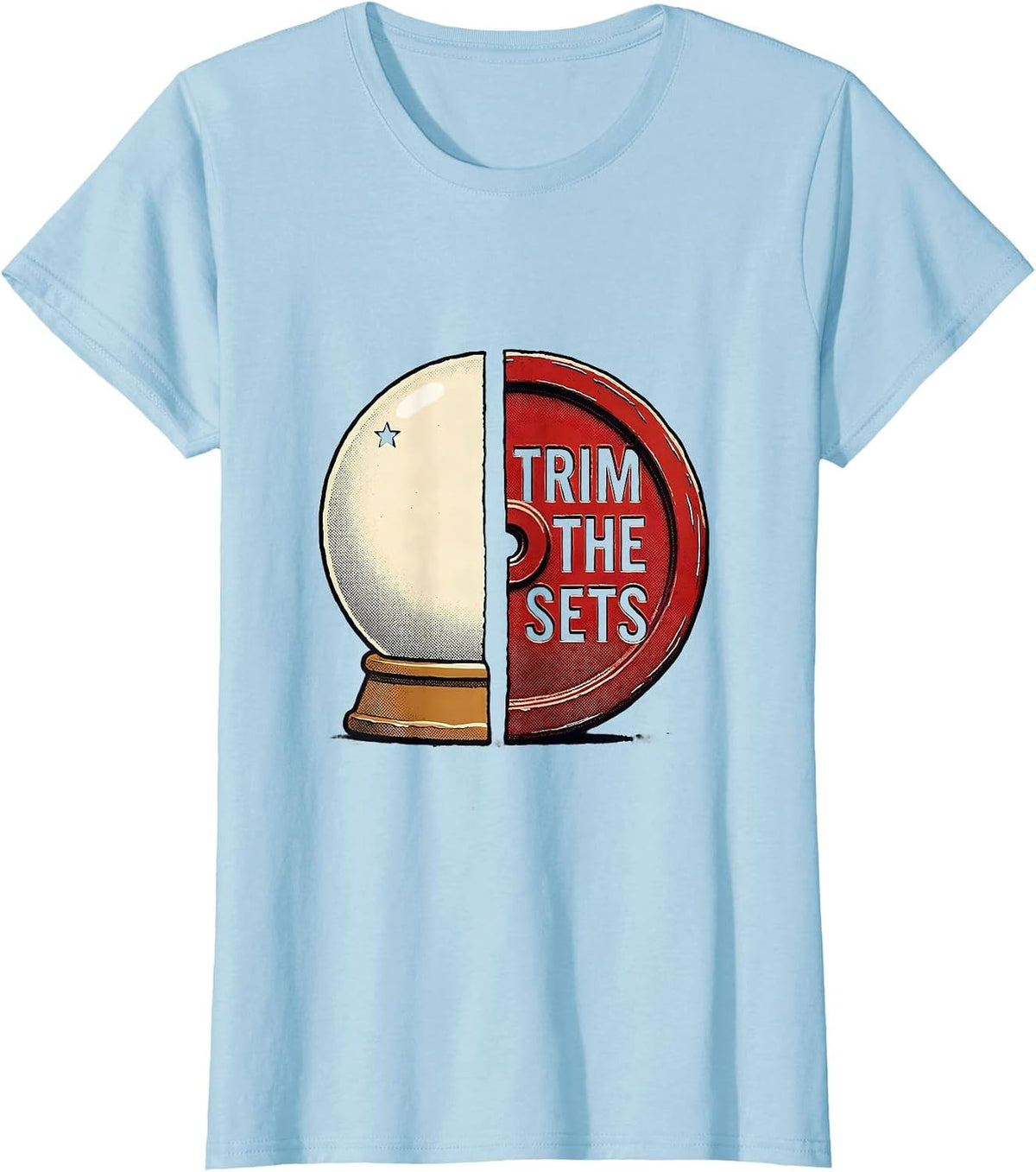 Trim The Sets Funny Christmas Gym Workout Weightlifting T-Shirt - Baby Blue