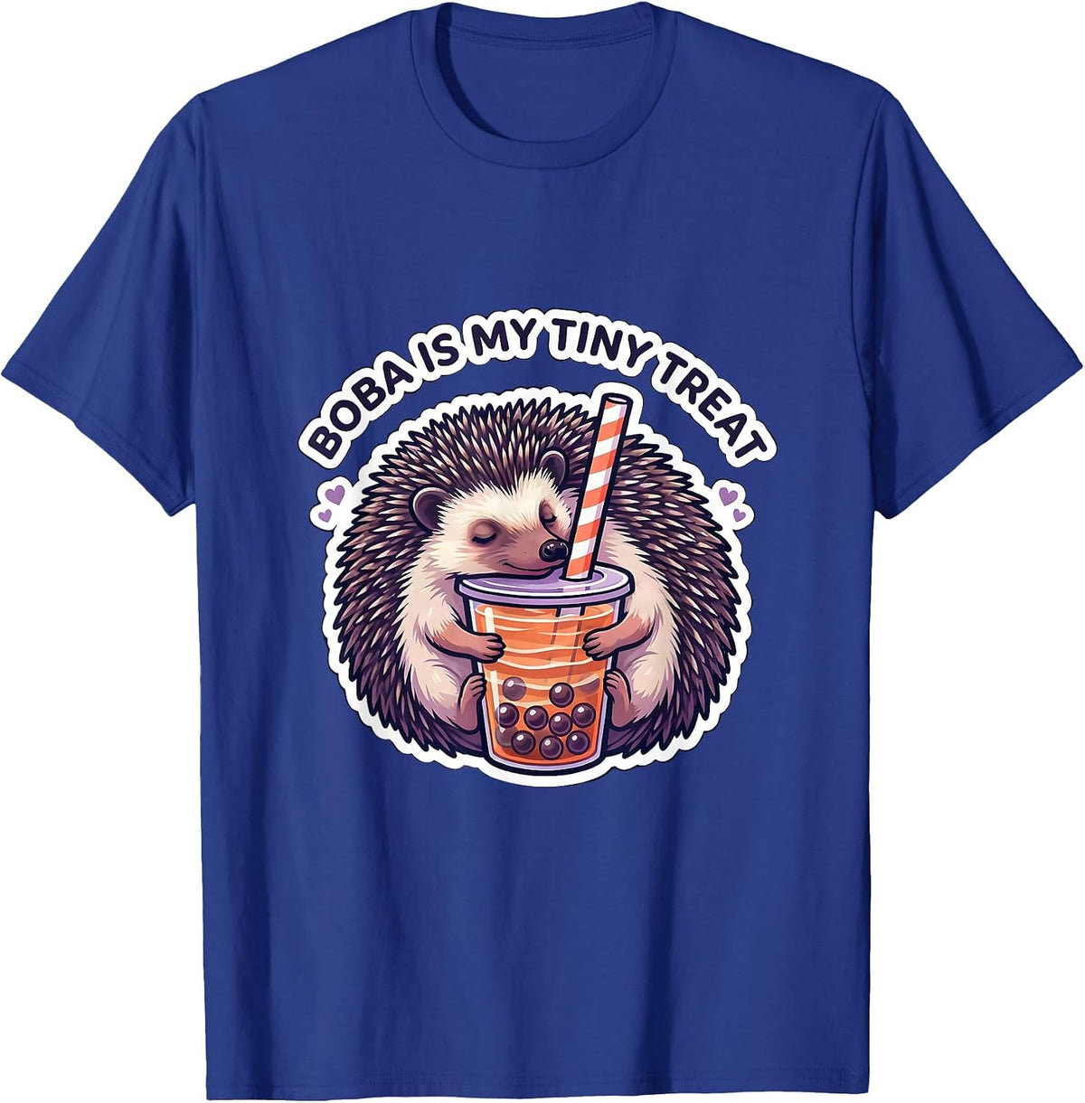 Boba Is My Tiny Treat Kawaii Hedgehog Boba Tea Lover Gift T-Shirt - Royal Blue