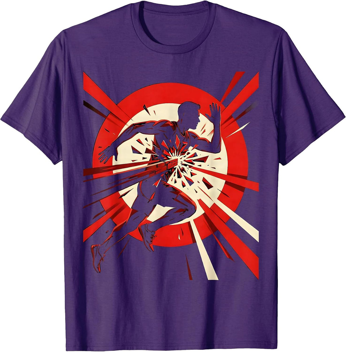 Men's Runner Breaking Through Finish Line Graphic T-Shirt - Purple