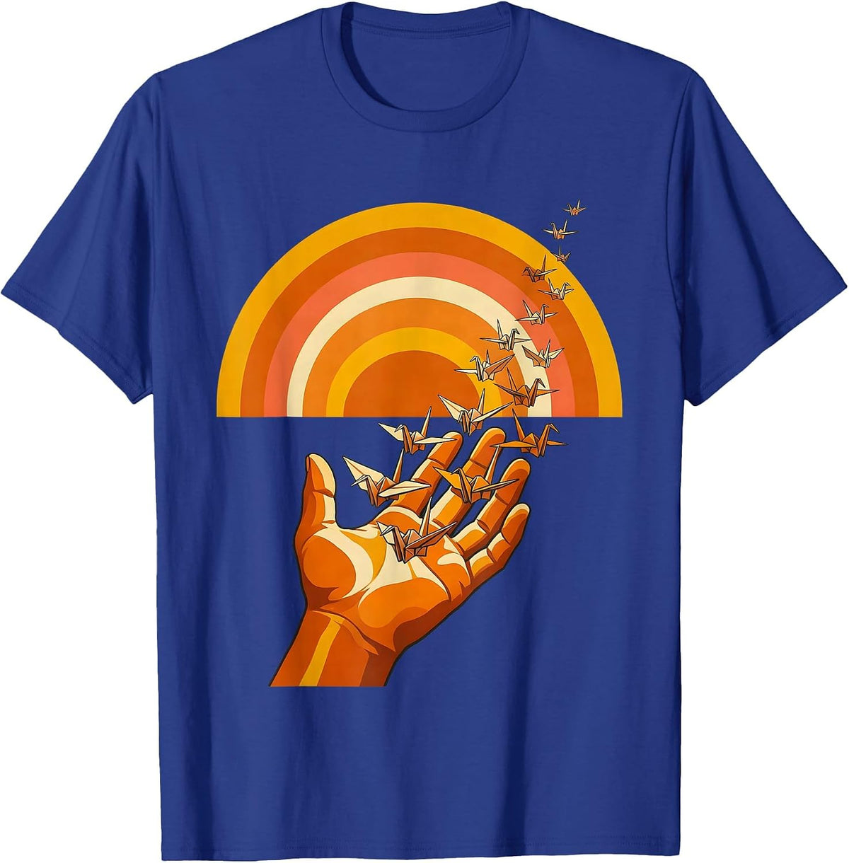 Paraprofessional Open Hand Releasing Paper Birds T-Shirt - Royal Blue