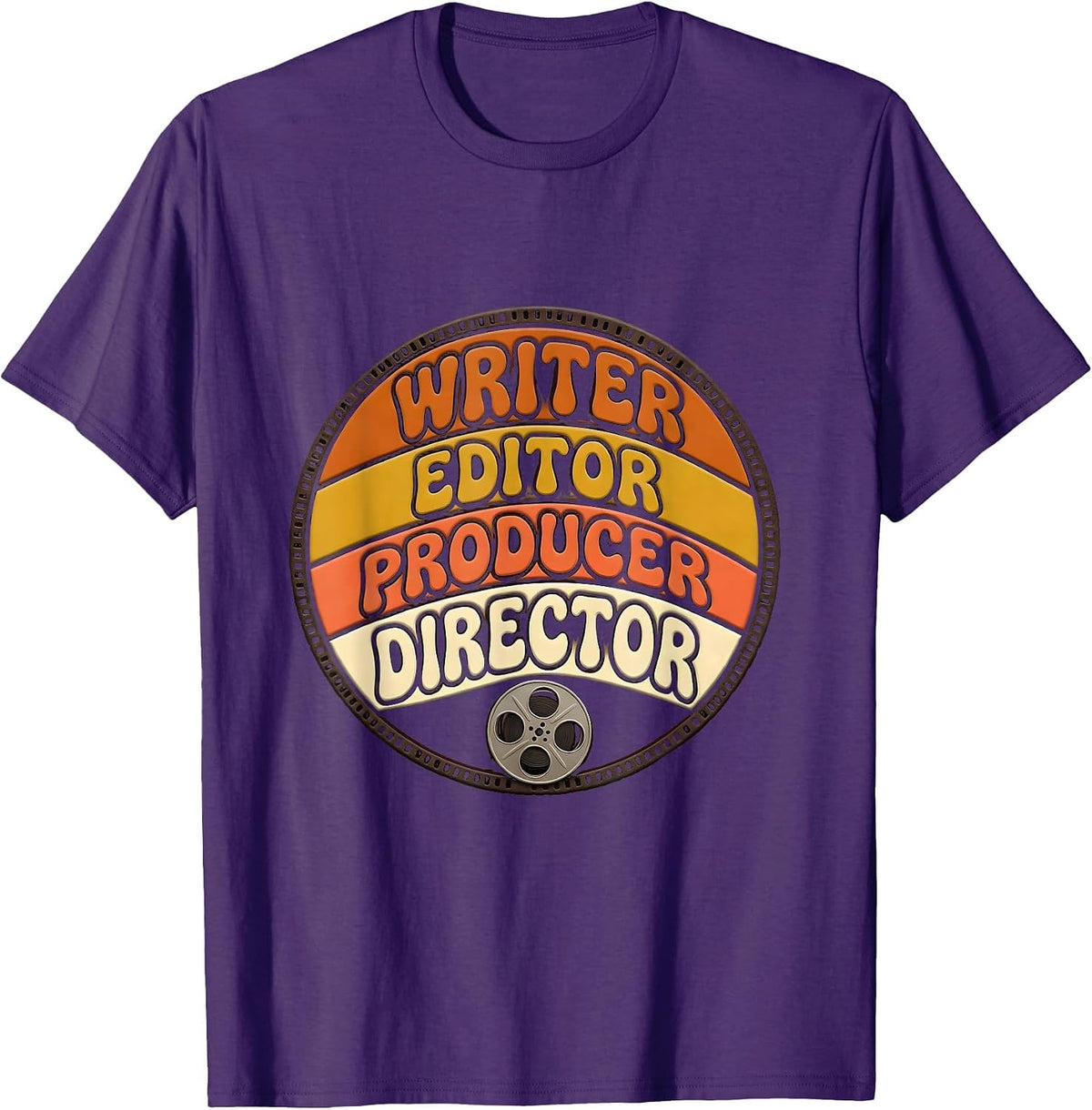 Writer Editor Producer Director Retro Filmmaker Crew Humor T-Shirt - Purple