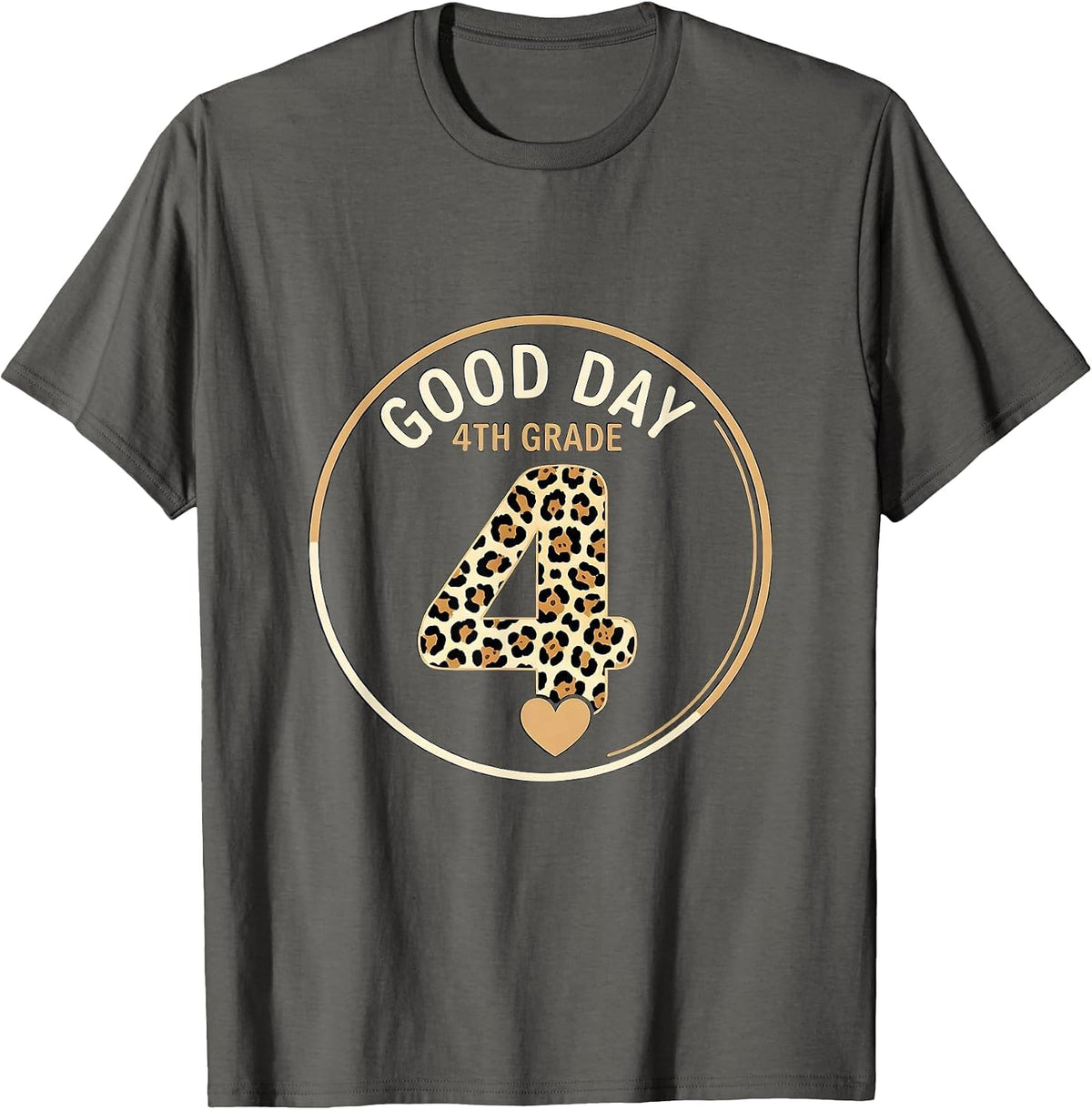 Good Day, 4th Grade Leopard Teacher Back To School T-Shirt - Asphalt Grey