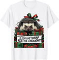 Men's Is This Giftwrap Festive Enough Comic Book Grumpy Hedgehog T-Shirt - White