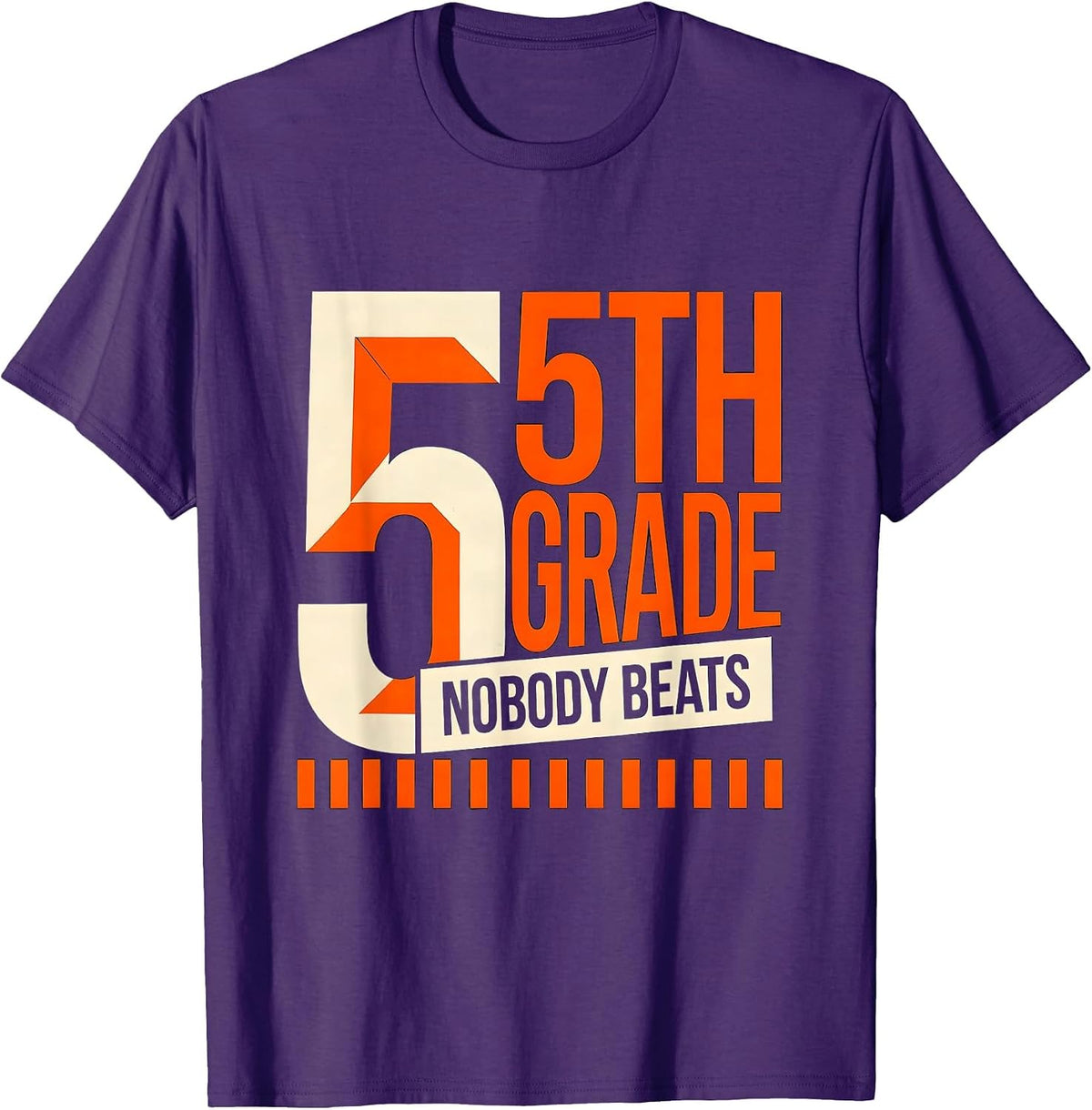 Nobody Beats 5th Grade Funny Teacher Back To School Crew T-Shirt - Purple