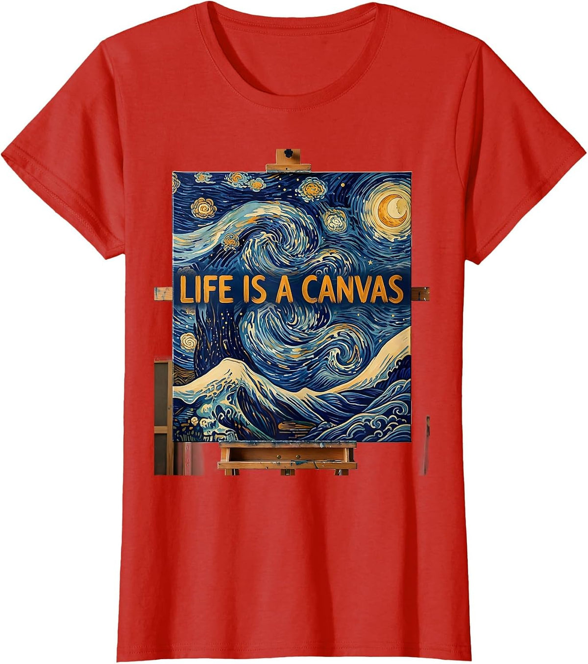Life Is a Canvas Van Gogh Inspired Art Design T-Shirt - Red