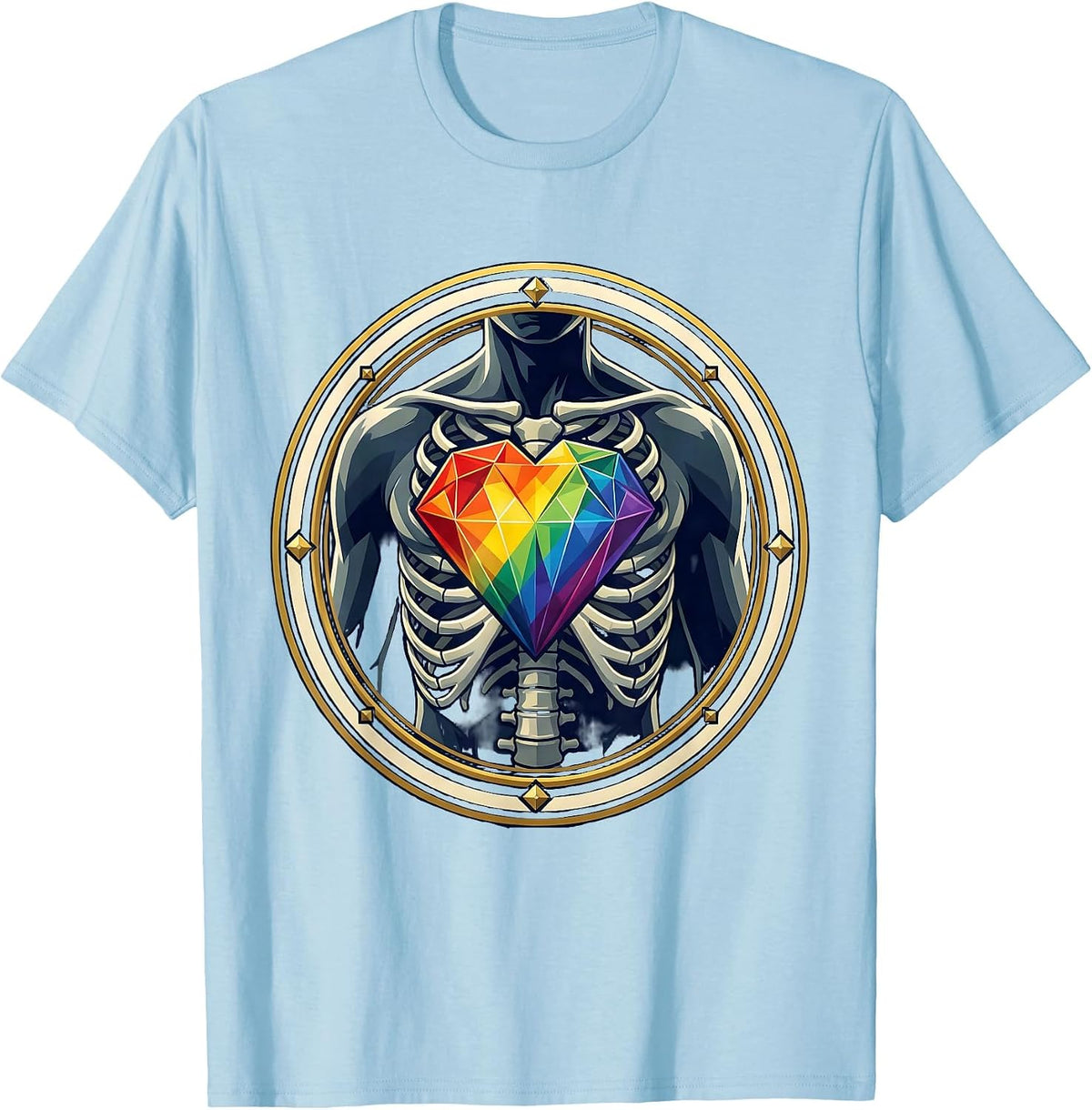 Men's Glowing Geometric Heart Pride Illustration T-Shirt - Baby Blue