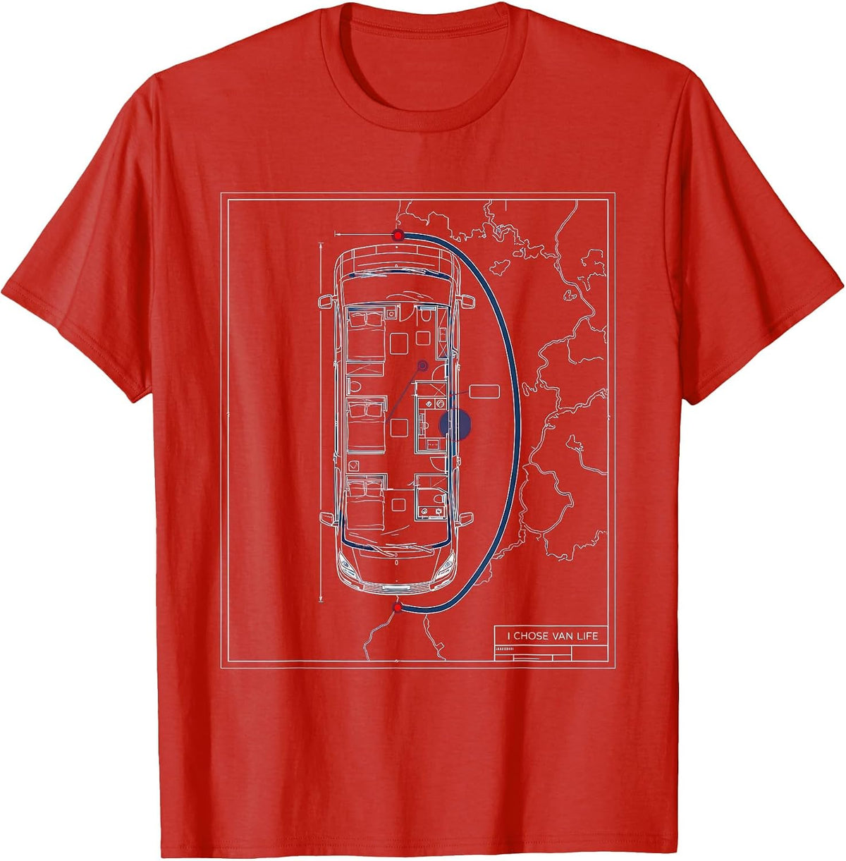 Men's I Chose Van Life Retro Vintage Van Life Dwellers Vanlife T-Shirt - Red