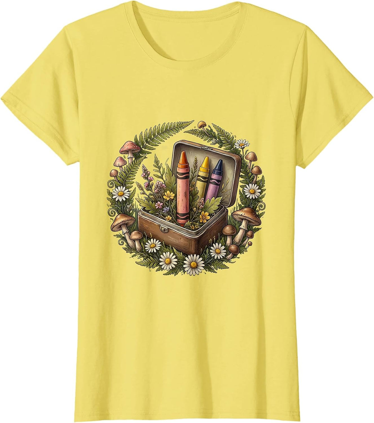 5th Grade Teacher Crayon Box Graphic T-Shirt - Lemon Yellow