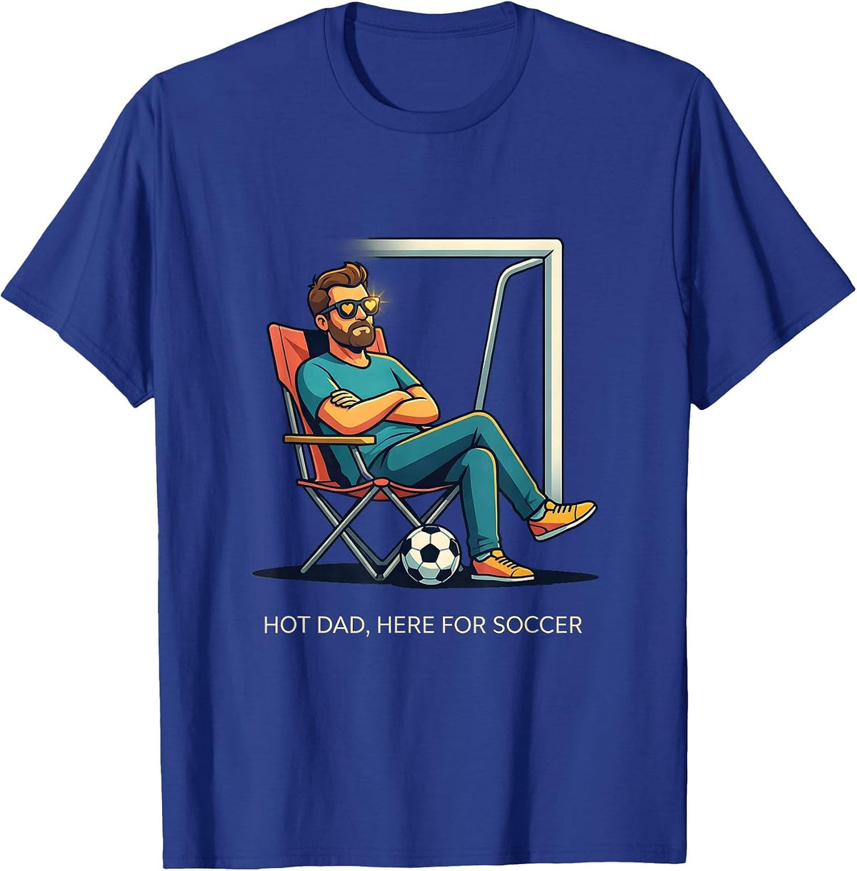 Men's Hot Dad Here For Soccer Funny Dad Humor Gift T-Shirt - Royal Blue