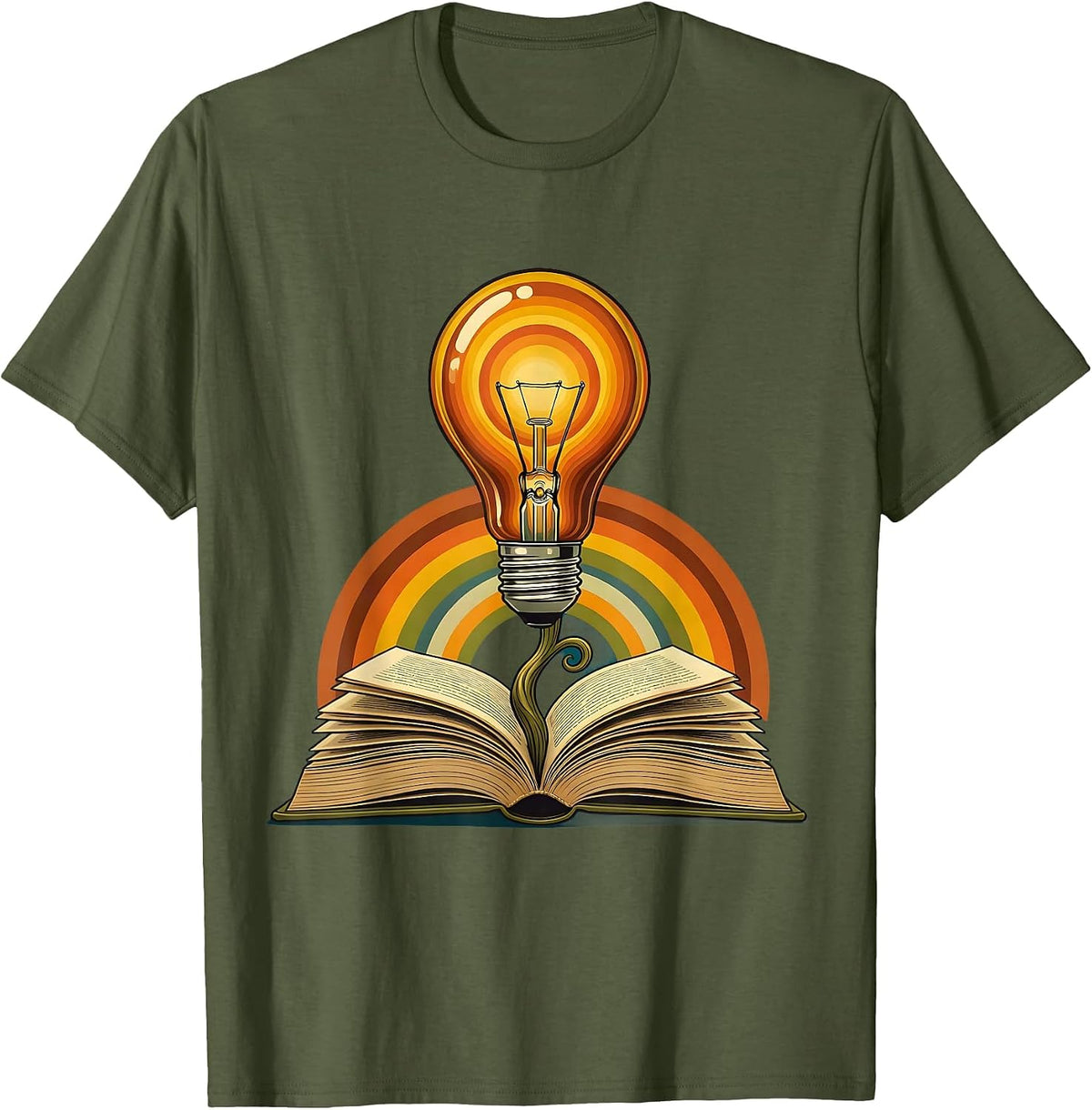 Men's Paraprofessional Lightbulb Book Graphic T-Shirt - Olive Green