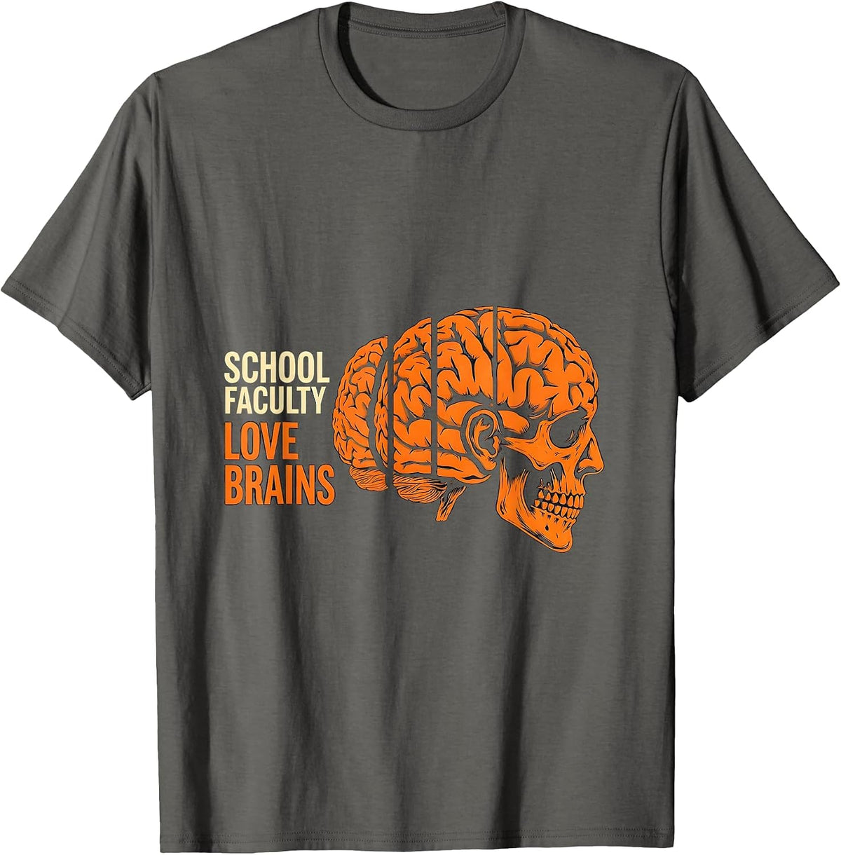 Men's School Faculty Love Brains Funny Zombie Teacher Halloween T-Shirt - Asphalt Grey