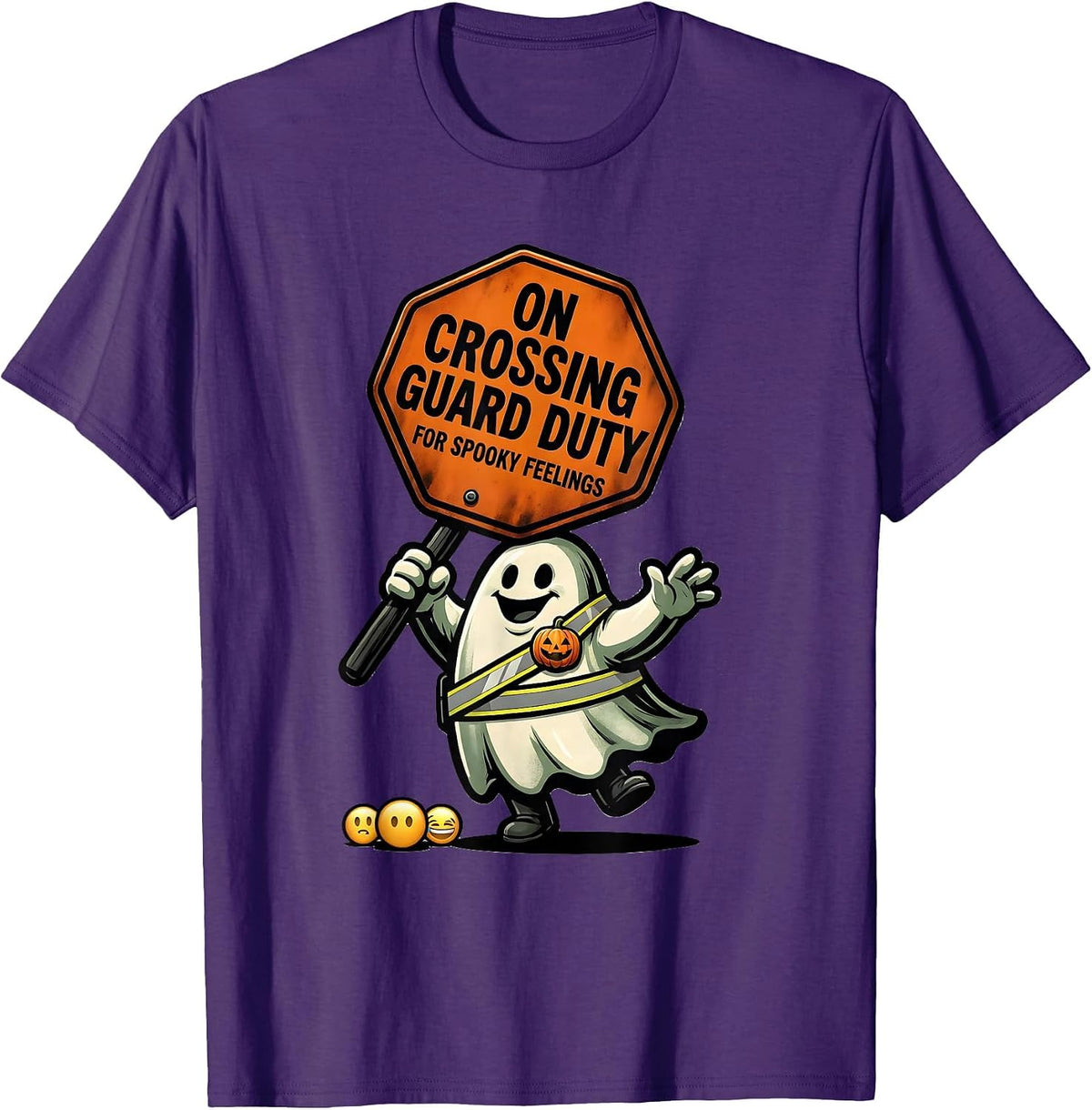 On Crossing Guard Duty For Spooky Feelings Ghost Humor T-Shirt - Purple