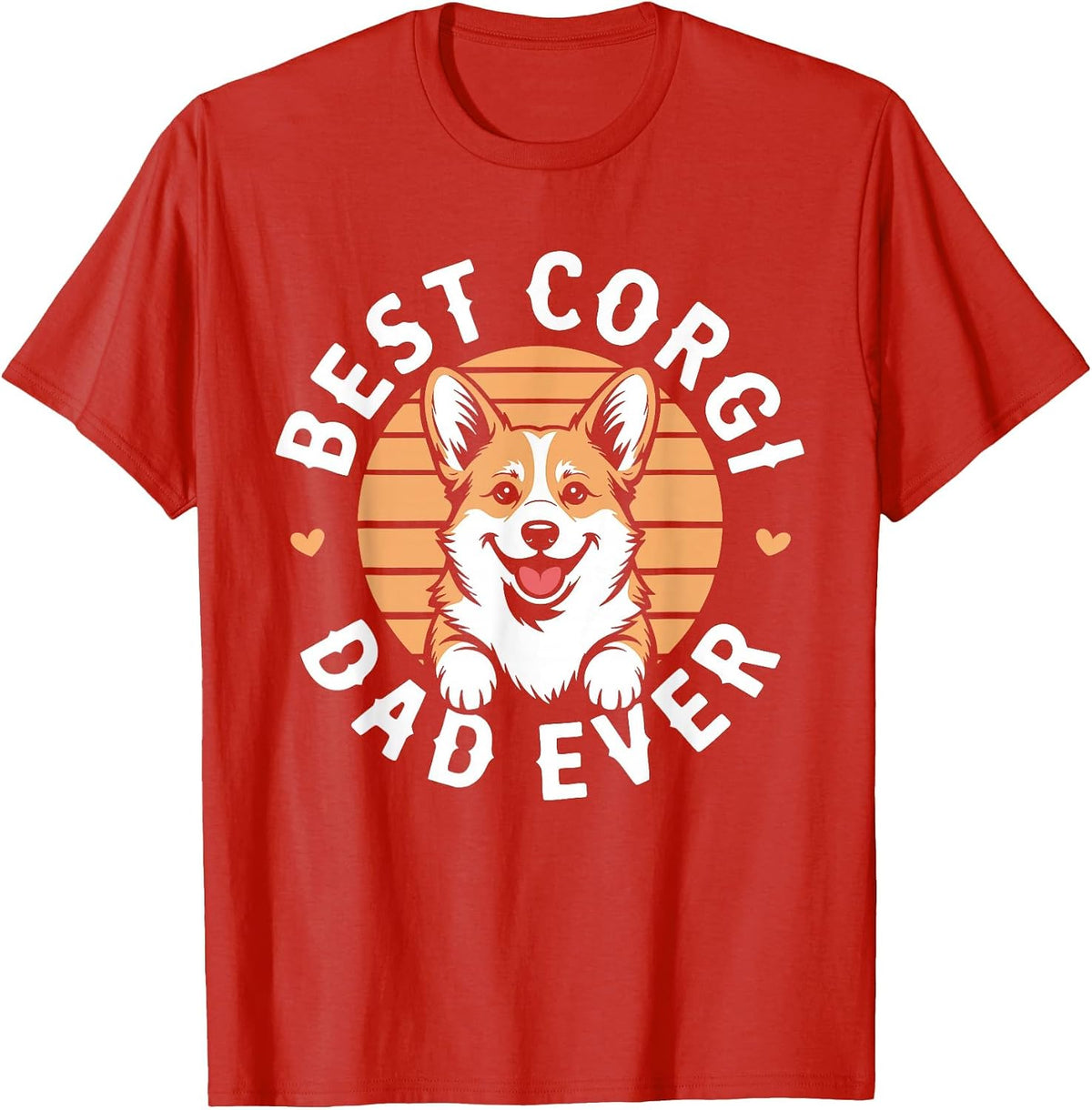 Best Corgi Dad Ever Shirt Men Daddy Dog Lover Fathers Day T-Shirt - Red