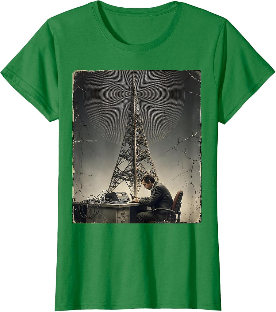 Women's Calm Operator Distressed Ham Radio Hobbyist Humor T-Shirt - Kelly Green