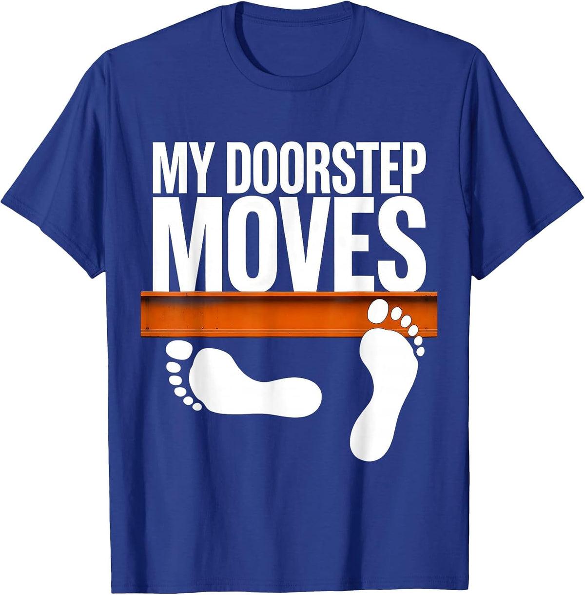 Men's My Doorstep Moves Brutalist Van Life Retro Road Trip Humor T-Shirt - Royal Blue