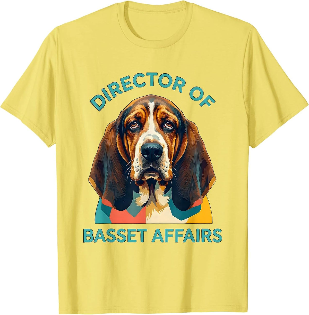 Men's Director Of Basset Affairs Funny Basset Hound Owner Gift T-Shirt - Lemon Yellow