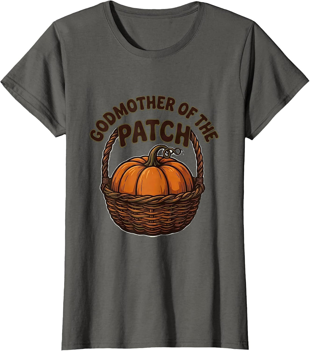 Women's Godmother of the Patch Flat Autumn Halloween Family Matching T-Shirt - Asphalt Grey