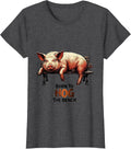 Women's Born To Hog The Bench Funny Pig Lover Farm Animal Humor T-Shirt - Dark Heather Grey